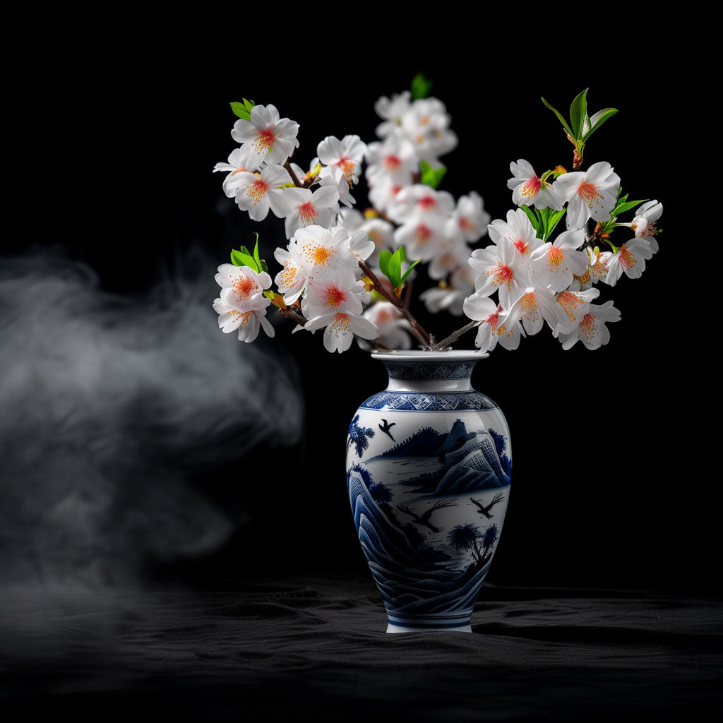 Japanse bloesem in porcelijnen vaas