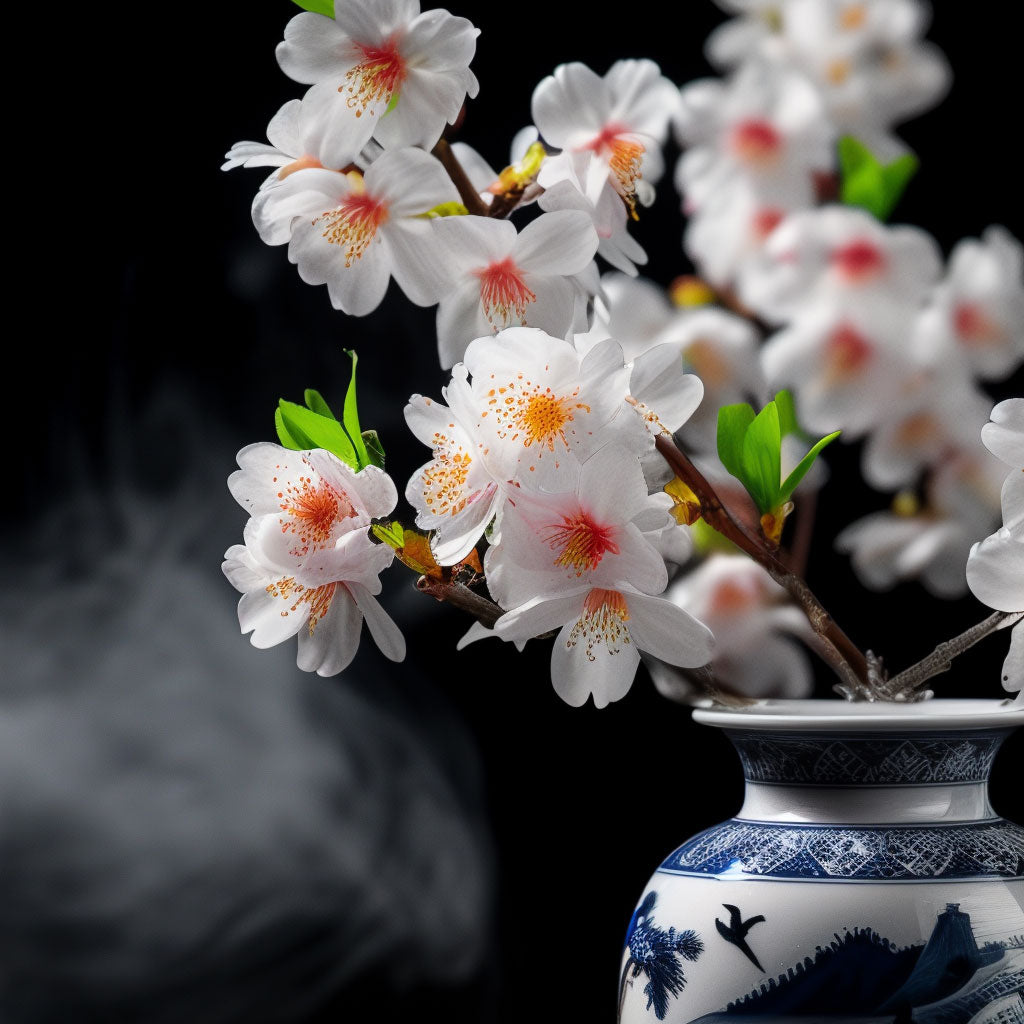 Japanse bloesem in porcelijnen vaas